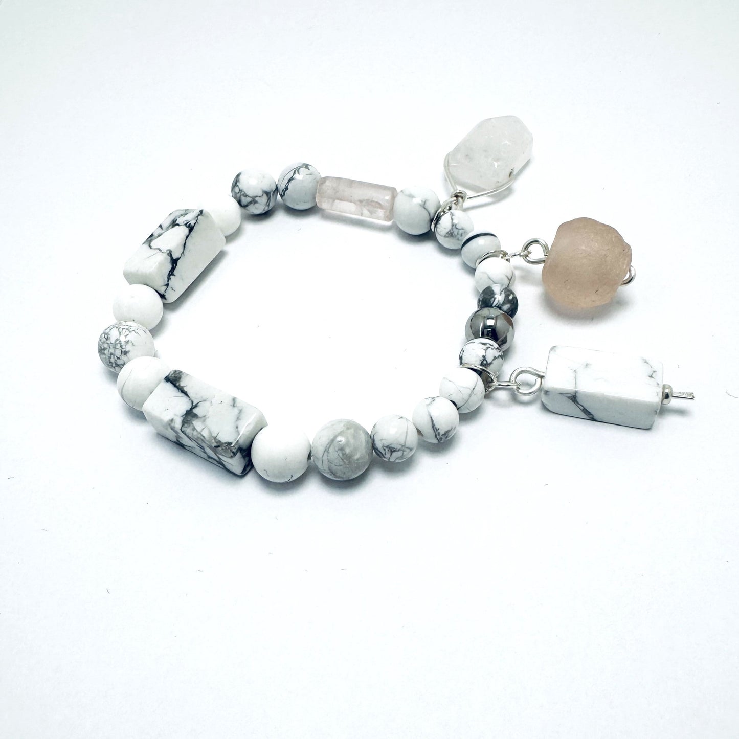 Heart and Soul Collection- Bracelet with Howlite and Sea Glass