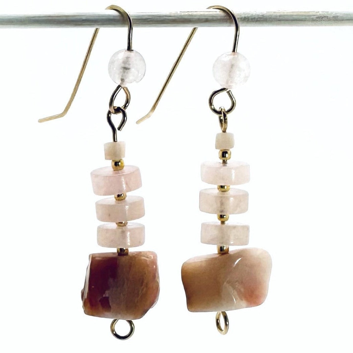 Heart and Soul Collection - Drop Pierced Earrings with Rose Quartz