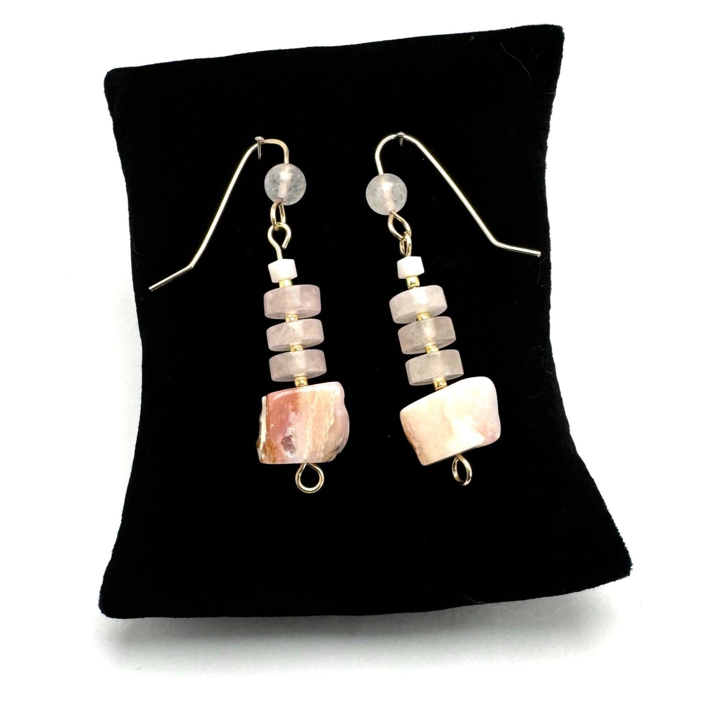 Heart and Soul Collection - Drop Pierced Earrings with Rose Quartz