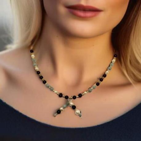 Downtown Fusion - Garnet & Pearl Necklace