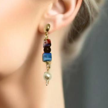 Downtown Fusion - Glass and Garnet Drop Earrings