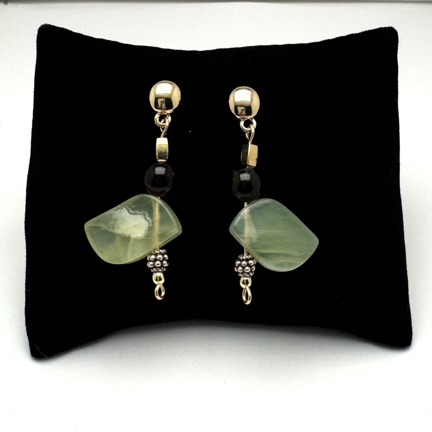 Wildflower Bistro - Serpentine and Garnet Earrings
