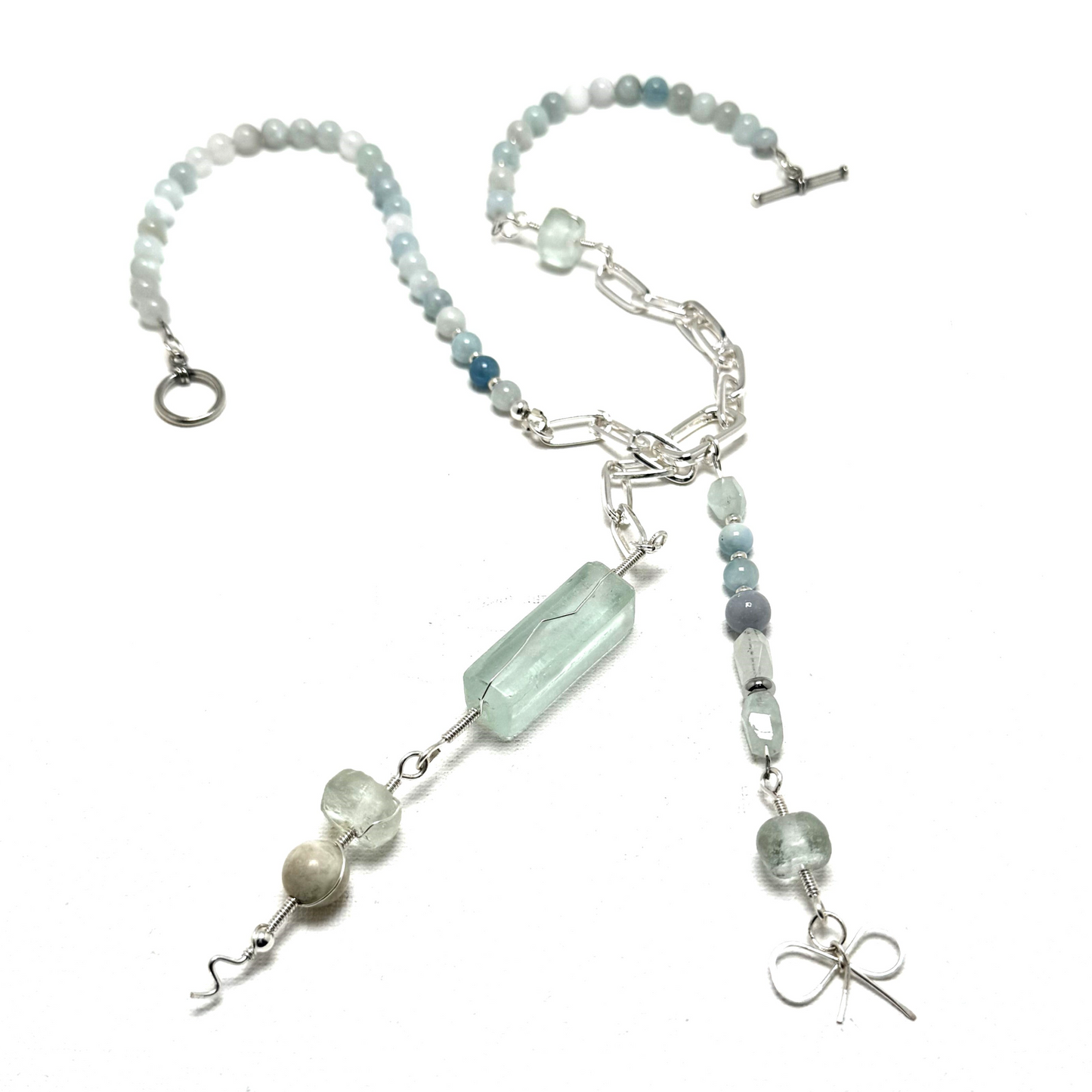 Downtown Fusion - Necklace with Aquamarine and Sea Glass
