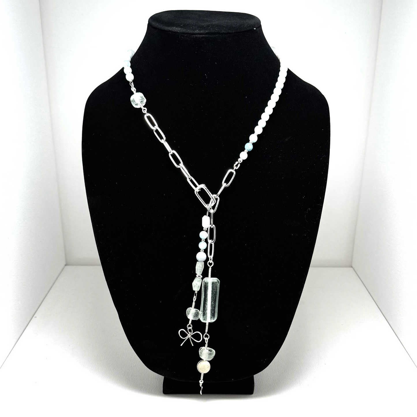Downtown Fusion - Necklace with Aquamarine and Sea Glass