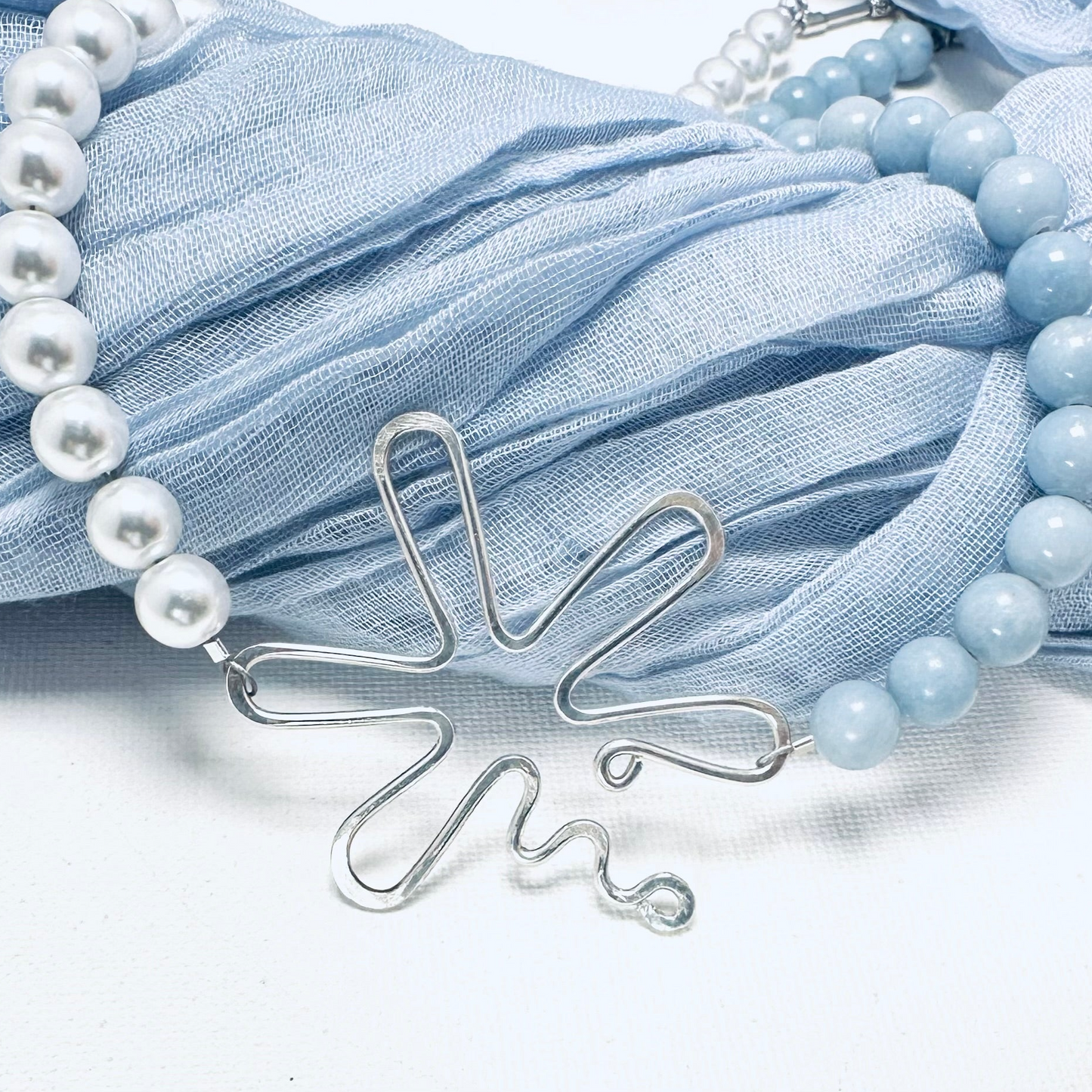 Urban Beachcomber Collection - Pearl and Angelite Necklace