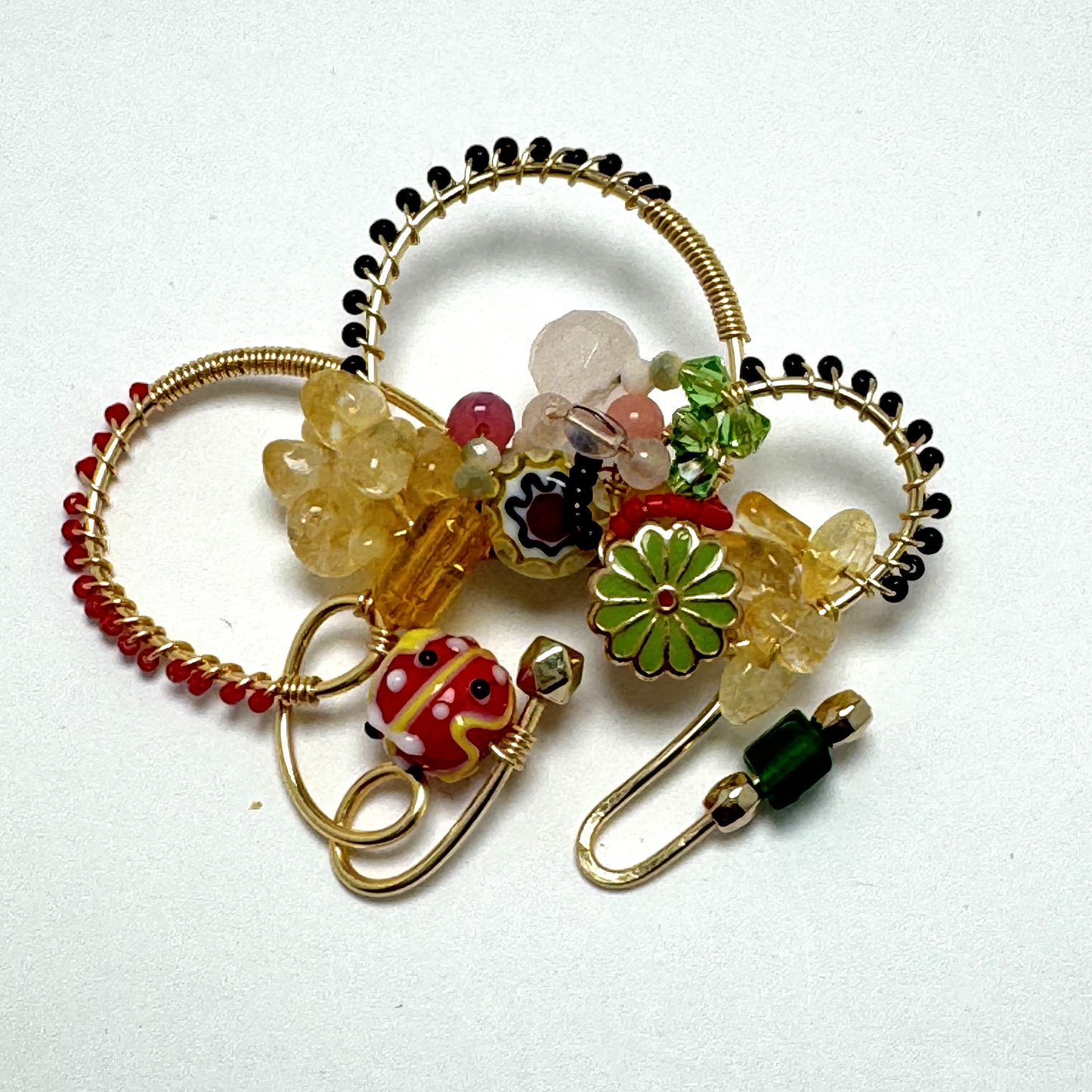 Bloom Pin – Handmade Floral Brooch with Semi-Precious Stones