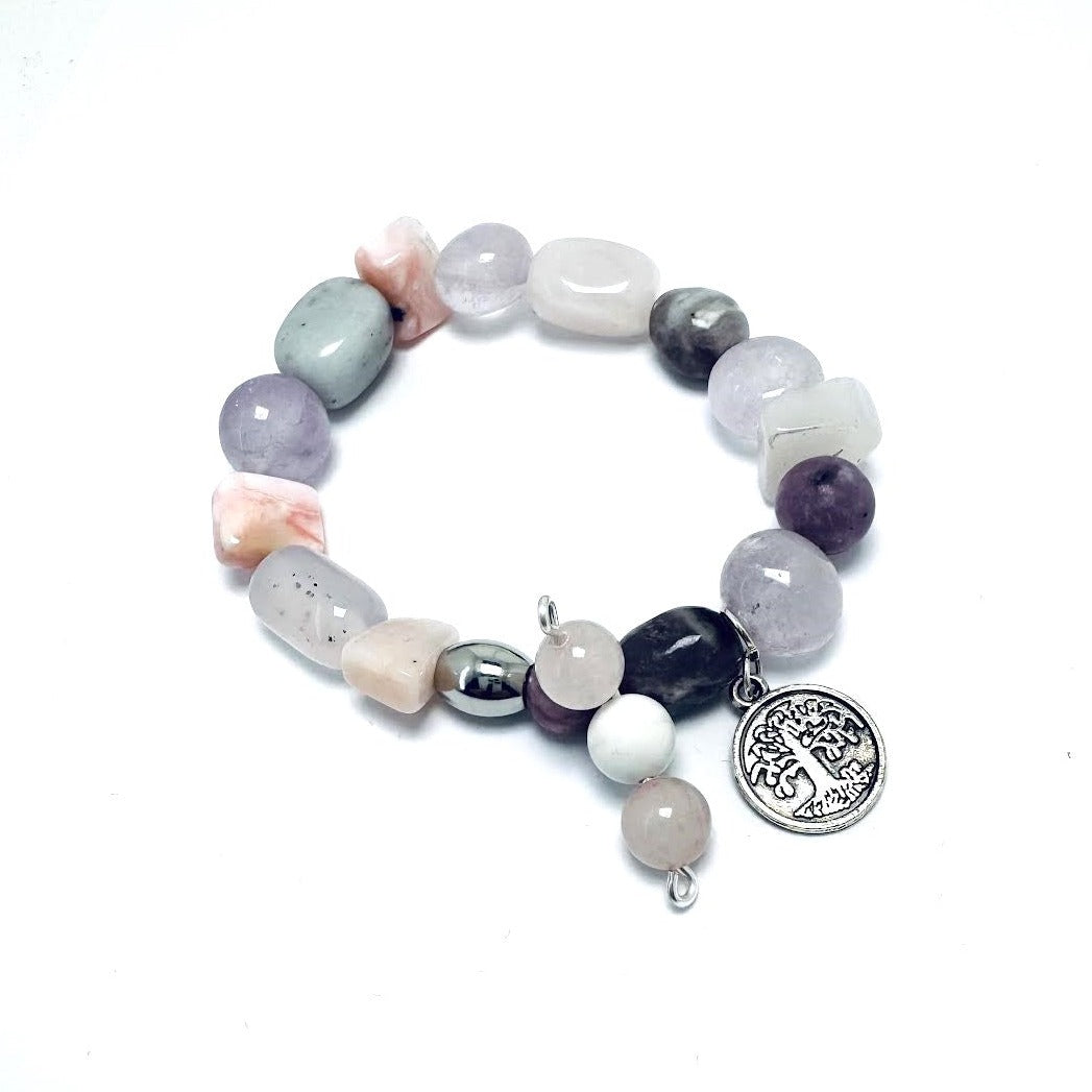 Heart and Soul - Boho Chic Bracelet with Rose Quartz and Amethyst