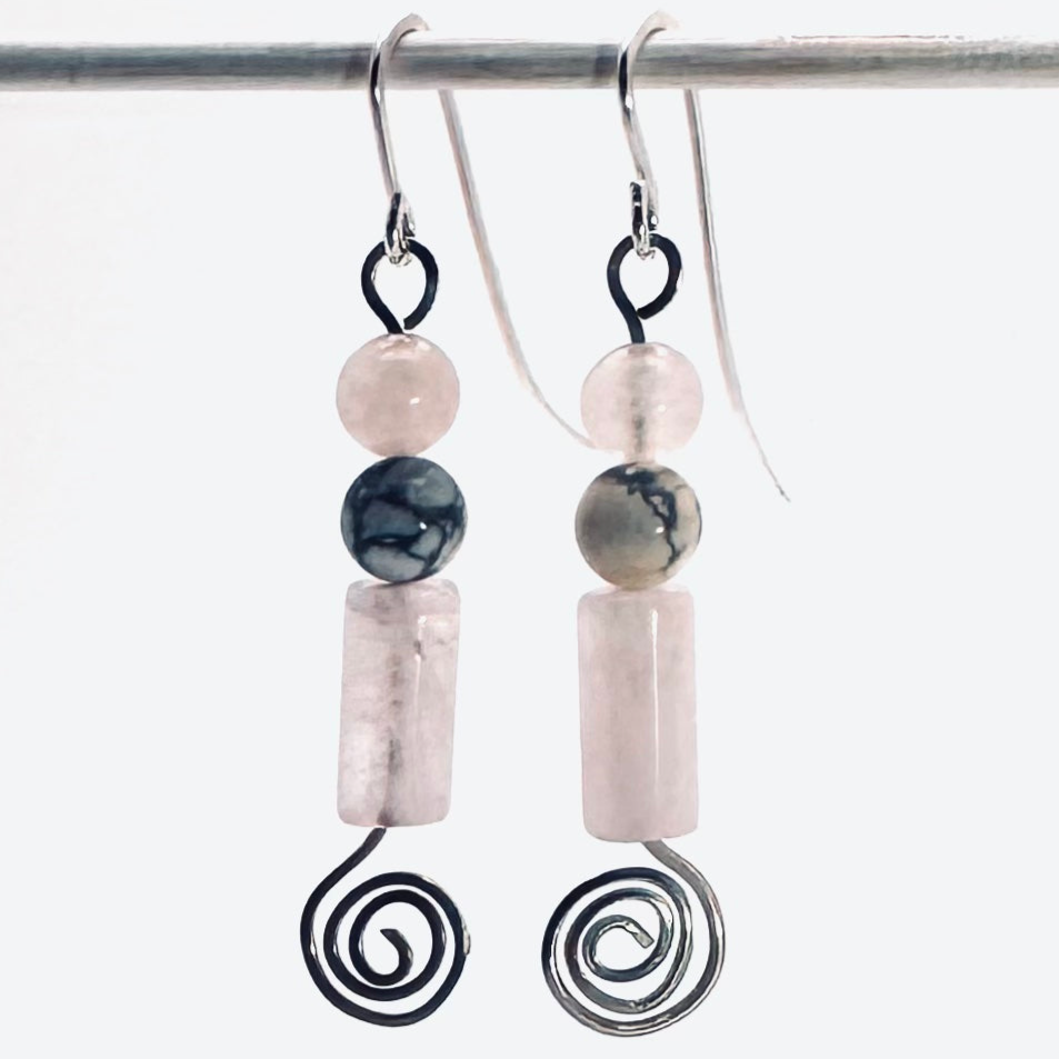 Heart and Soul Collection - Drop Earrings with Rose Quartz
