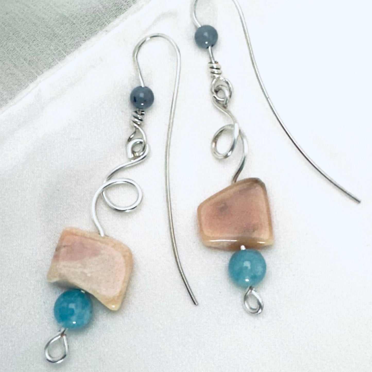 Heart and Soul Collection - Drop Earrings with Pink Opal
