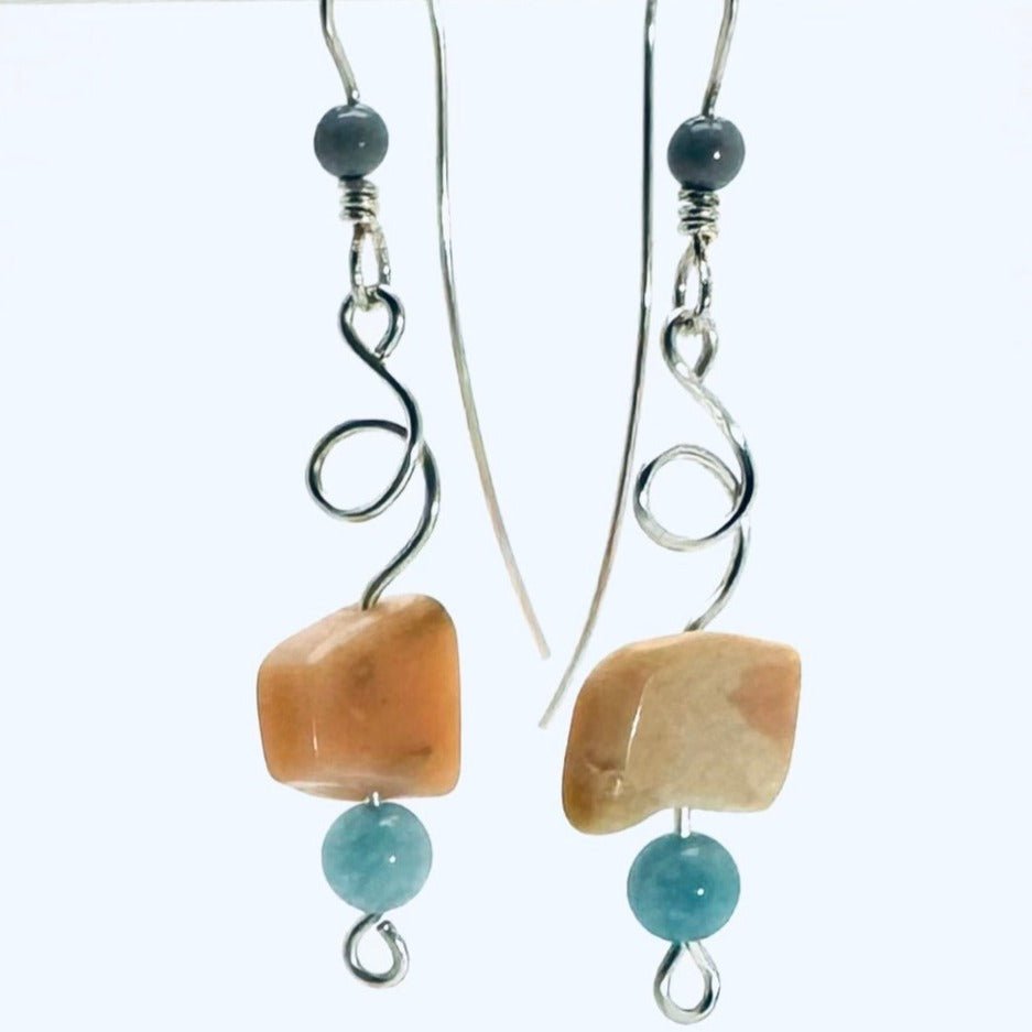 Heart and Soul Collection - Drop Earrings with Pink Opal