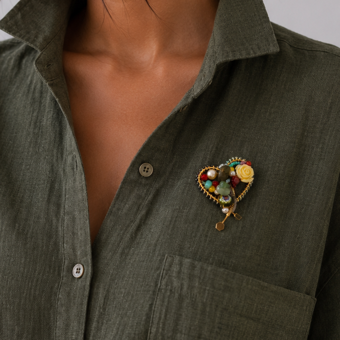 Heart Brooch - Rosewater