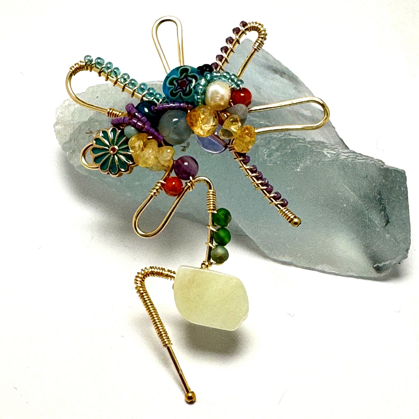 Bloom Pin – Handmade Sculptural Brooch with Semi-Precious Stones | Lacey & Bohème