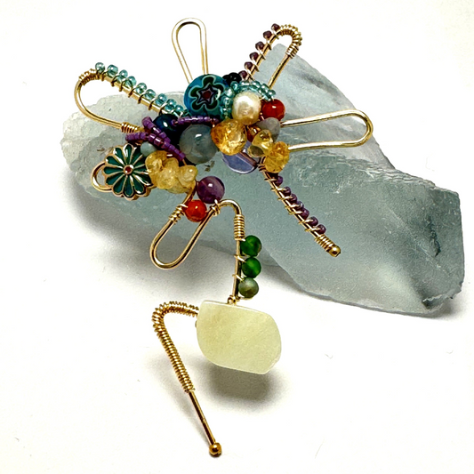 Bloom Pin – Handmade Sculptural Brooch with Semi-Precious Stones | Lacey & Bohème