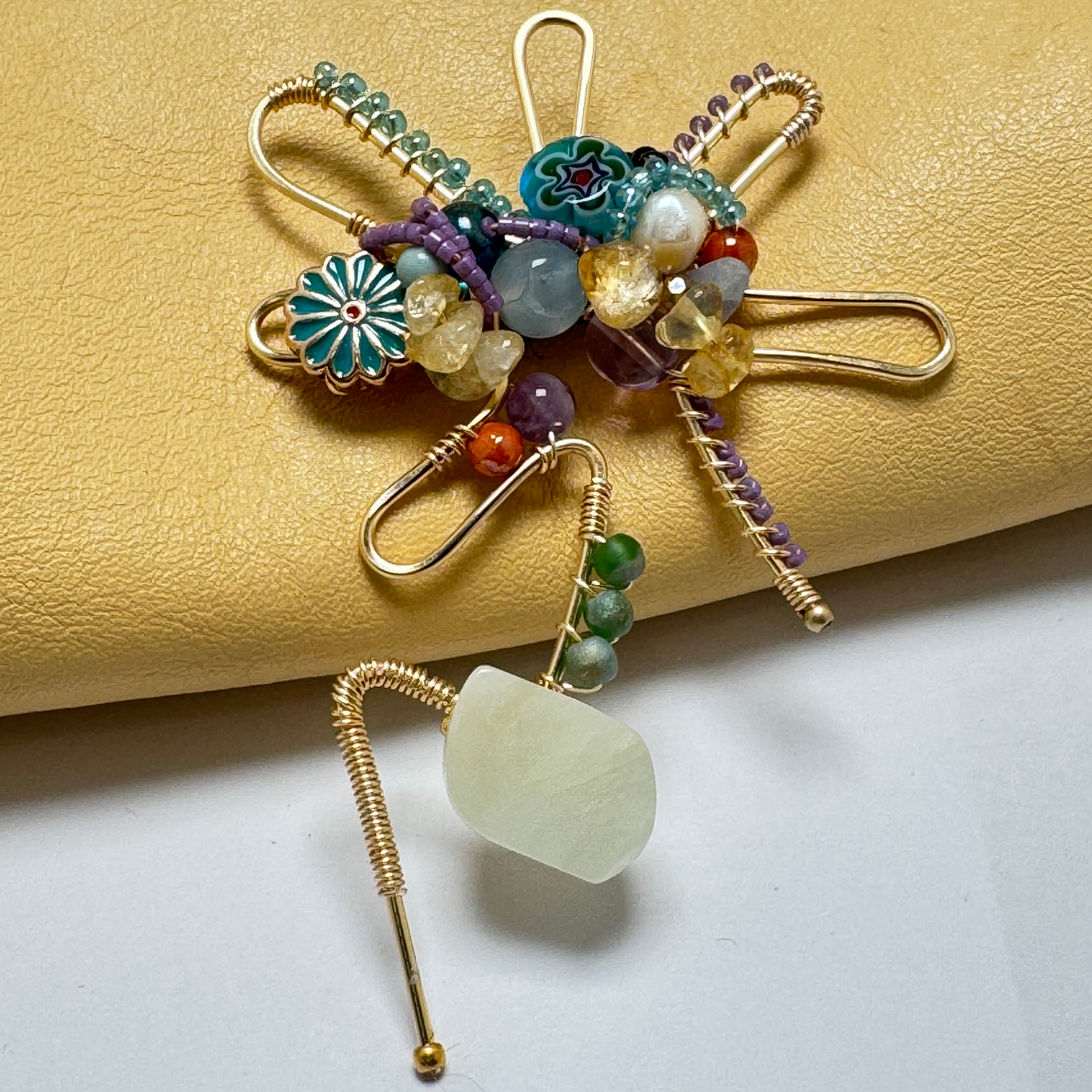 Bloom Pin – Handmade Sculptural Brooch with Semi-Precious Stones | Lacey & Bohème