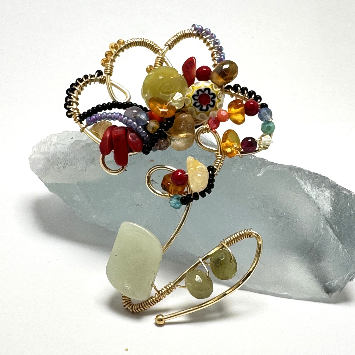 Bloom Pin – Handmade Floral Brooch with Semi-Precious Stones | Lacey & Bohème