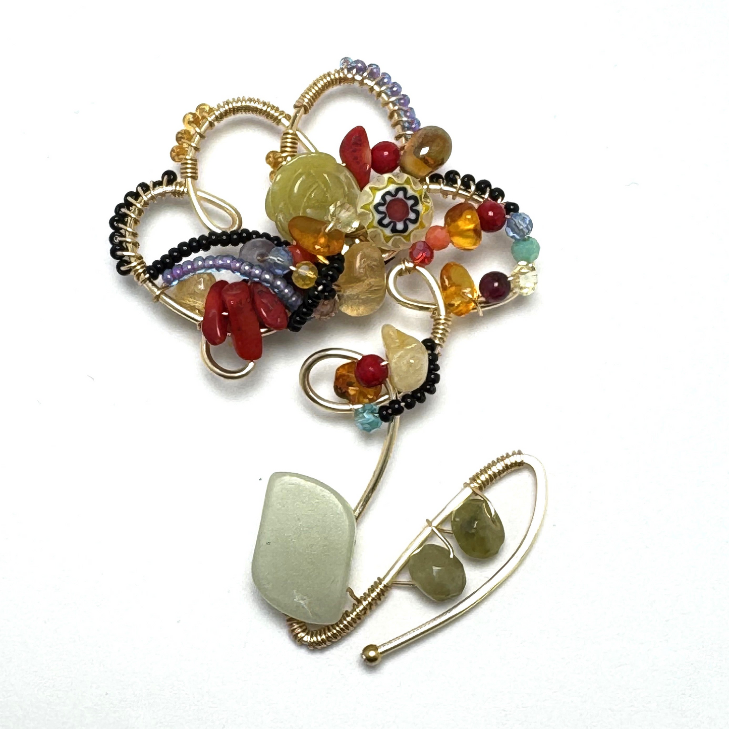 Bloom Pin – Handmade Floral Brooch with Semi-Precious Stones | Lacey & Bohème