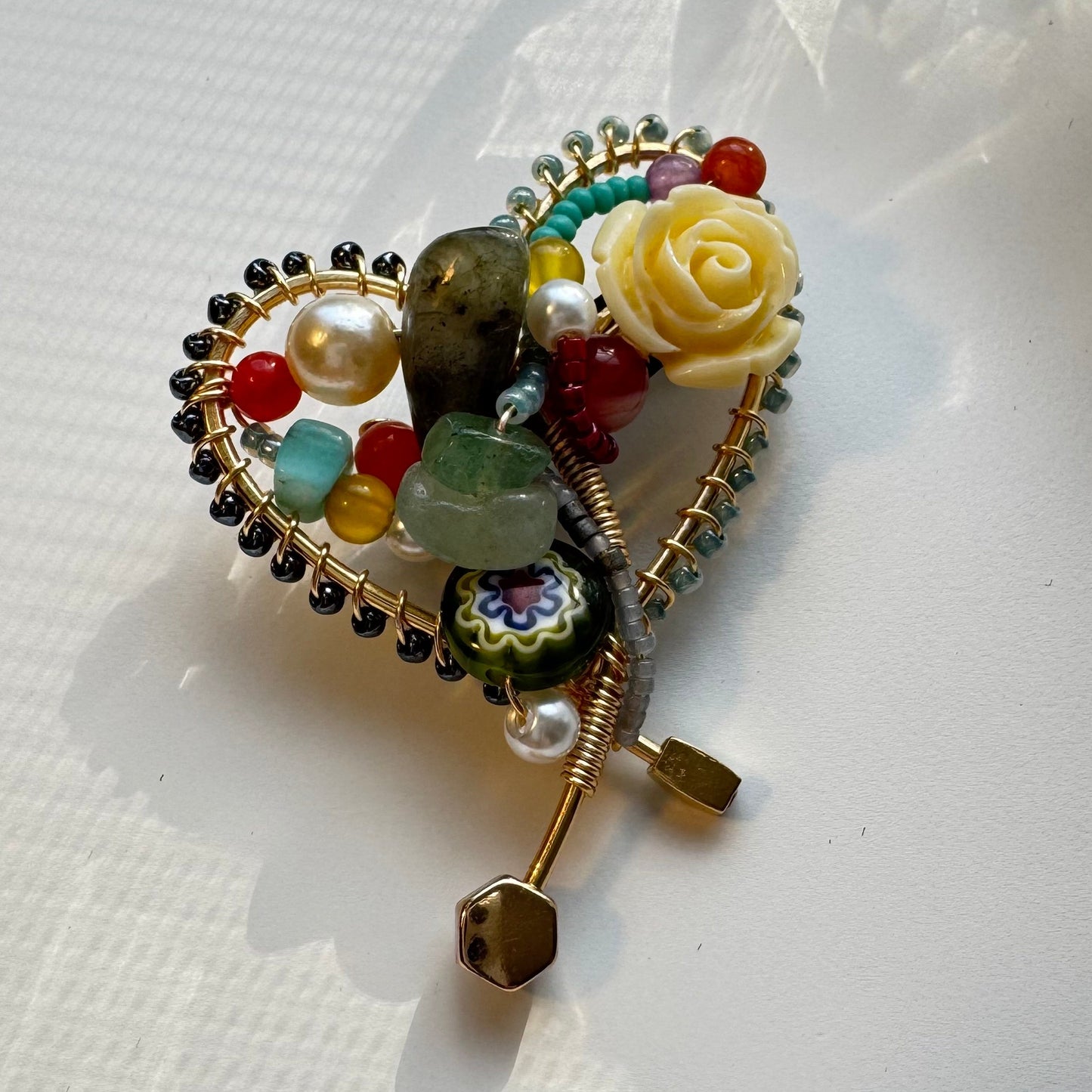 Heart Brooch - Rosewater