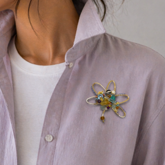 Bloom Pin – Handmade Floral Brooch with Semi-Precious Stones | Lacey & Bohème