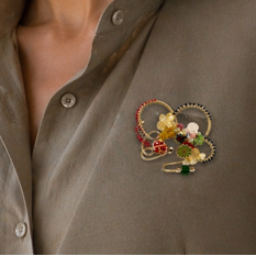 Bloom Pin – Handmade Floral Brooch with Semi-Precious Stones