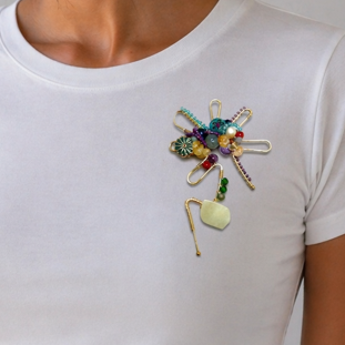 Bloom Pin – Handmade Sculptural Brooch with Semi-Precious Stones | Lacey & Bohème