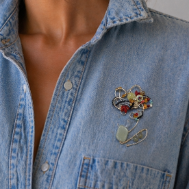 Bloom Pin – Handmade Floral Brooch with Semi-Precious Stones | Lacey & Bohème