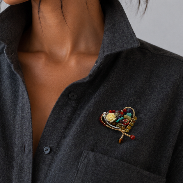 Heart Brooch - Wildflower Heart